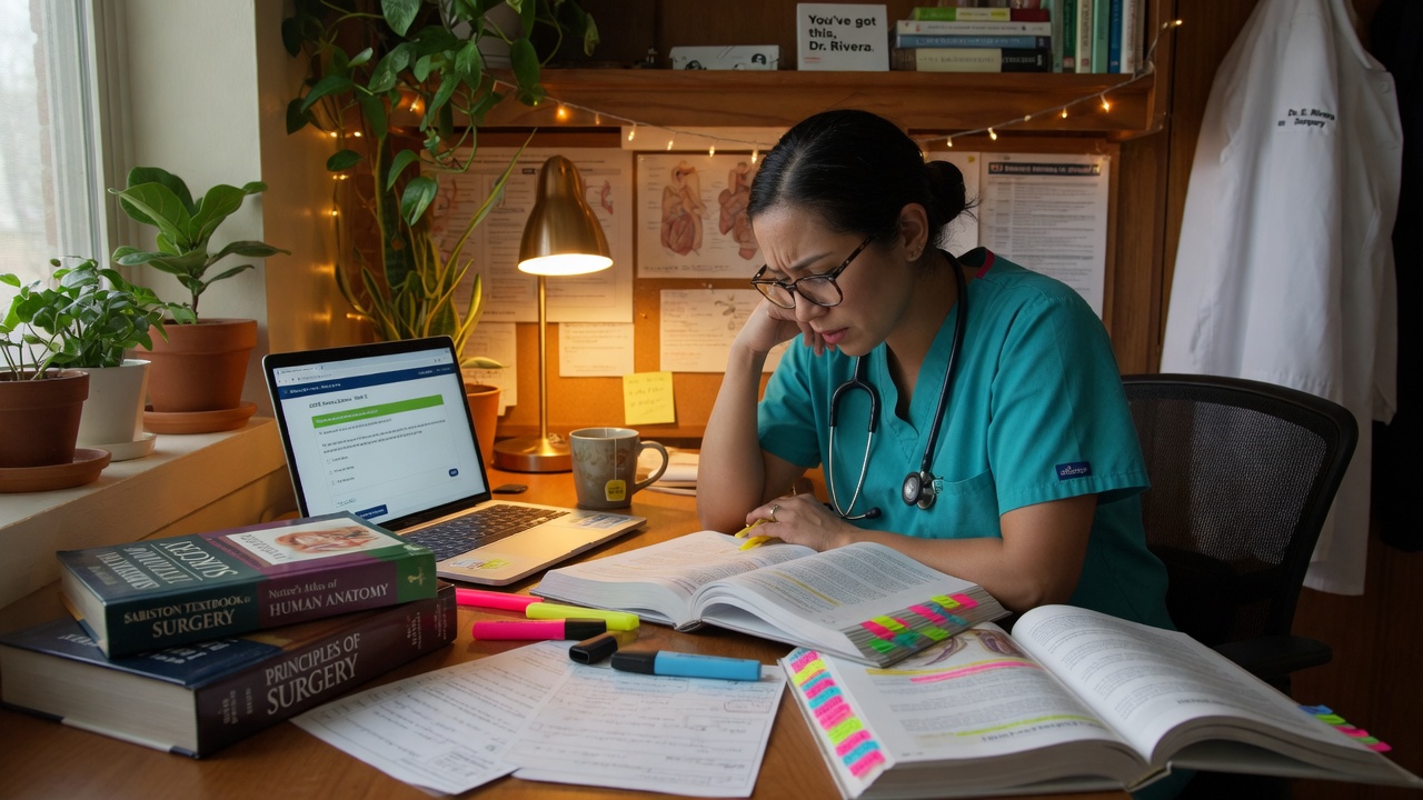 Surgeon studying